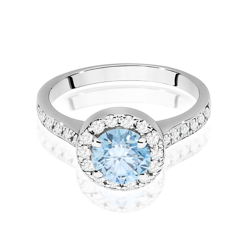 Inel Aur 14K cu Diamante Albastre de Laborator 1.38 ct, imaginea 10 din 12