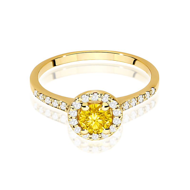 Inel Aur 14K cu Diamante Galbene de Laborator 0.74 ct, imaginea 2 din 12
