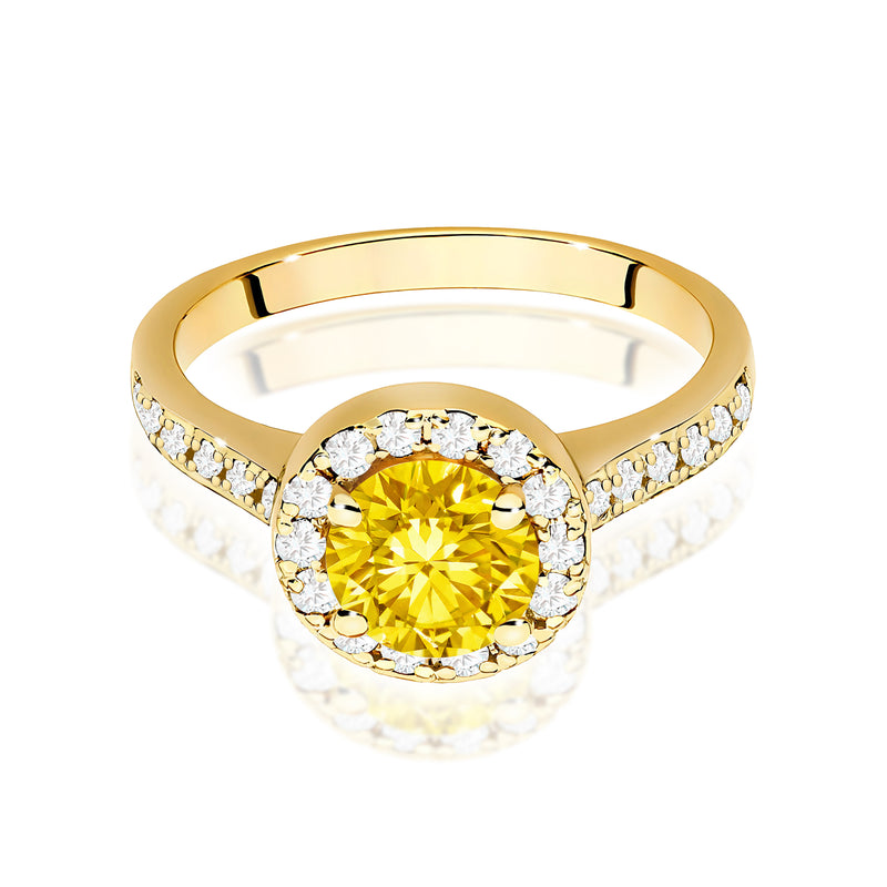 Inel Aur 14K cu Diamante Galbene de Laborator 1.38 ct, imaginea 2 din 12