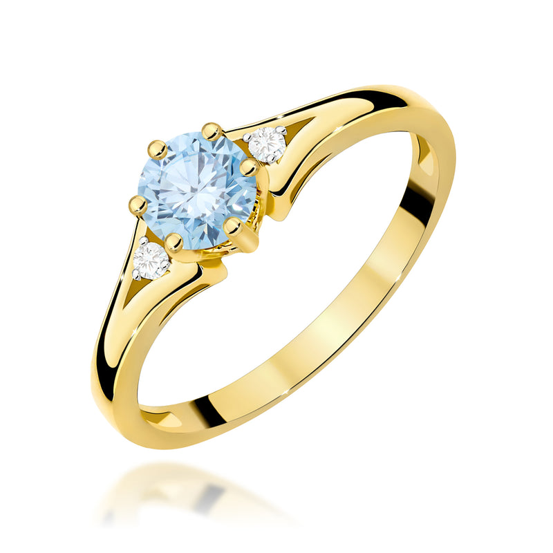 Inel Aur 9K cu Diamante Albastre de Laborator 0.53 ct — Aur galben