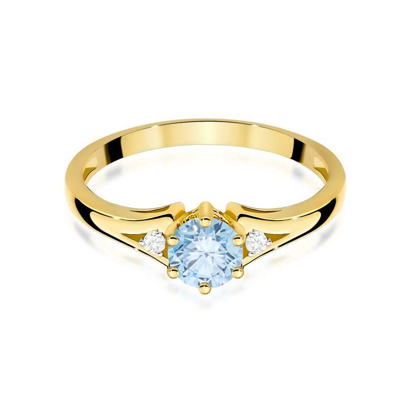 Inel Aur 9K cu Diamante Albastre de Laborator 0.53 ct, imaginea 2 din 8