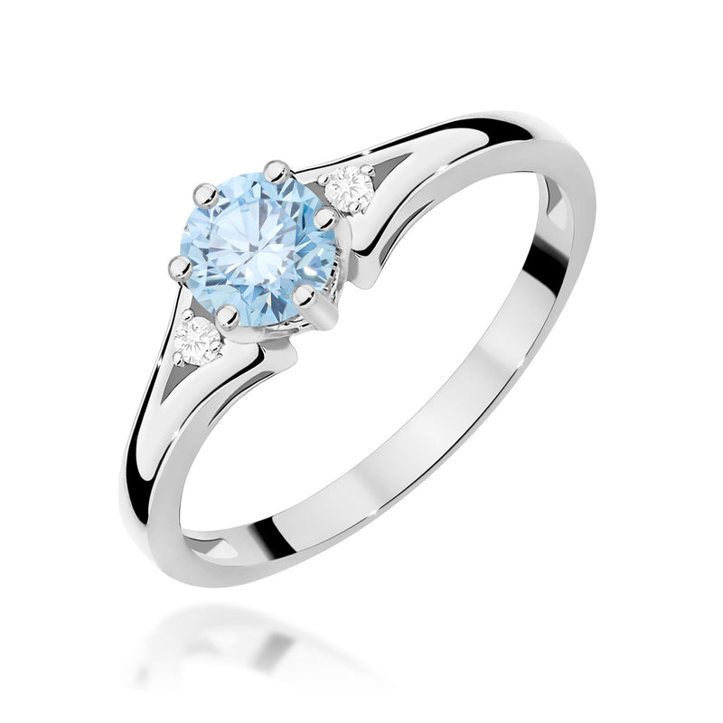 Inel Aur 9K cu Diamante Albastre de Laborator 0.53 ct, imaginea 5 din 8