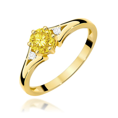 Inel Aur 9K cu Diamante Galbene de Laborator 0.53 ct