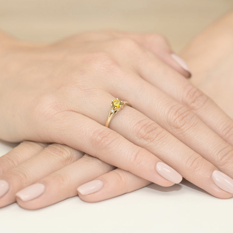 Inel Aur 9K cu Diamante Galbene de Laborator 0.53 ct, imaginea 4 din 8