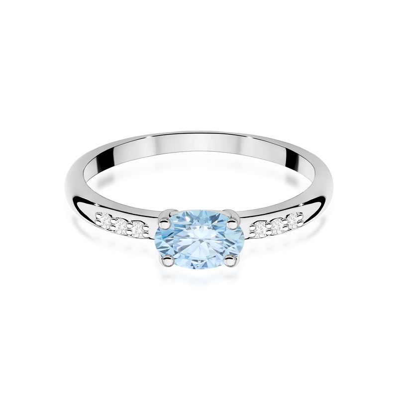 Inel Aur 9K cu Diamante Albastre de Laborator 0.53 ct, imaginea 6 din 8