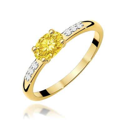 Inel Aur 9K cu Diamante Galbene de Laborator 0.53 ct