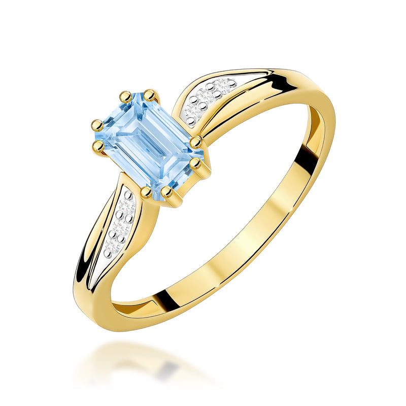 Inel Aur 9K cu Diamante Albastre de Laborator 0.53 ct — Aur galben