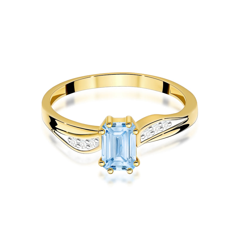 Inel Aur 9K cu Diamante Albastre de Laborator 0.53 ct, imaginea 2 din 8
