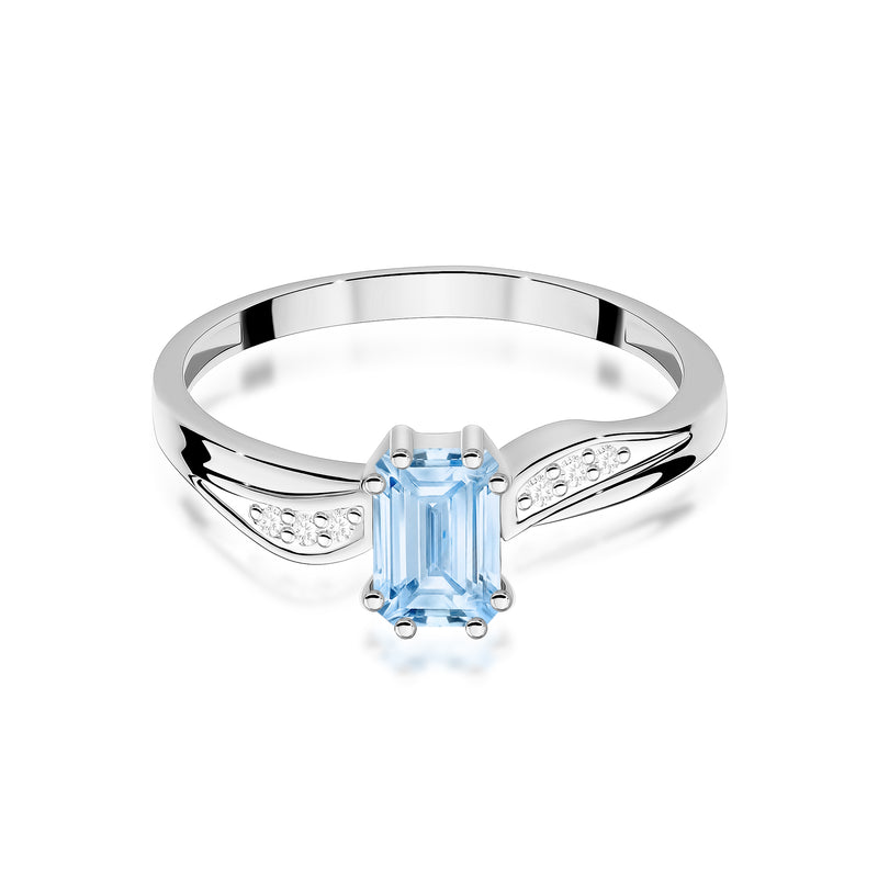 Inel Aur 9K cu Diamante Albastre de Laborator 0.53 ct, imaginea 6 din 8