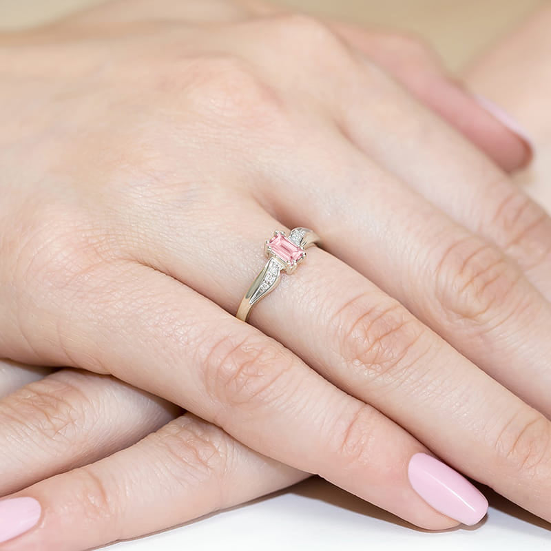 Inel Aur 9K cu Diamante Roz de Laborator 0.53 ct, imaginea 8 din 8
