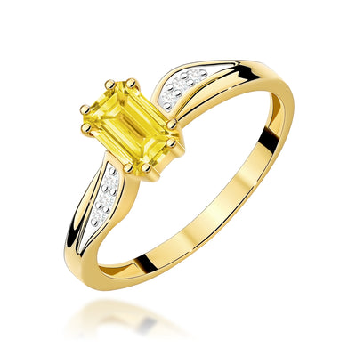 Inel Aur 9K cu Diamante Galbene de Laborator 0.53 ct