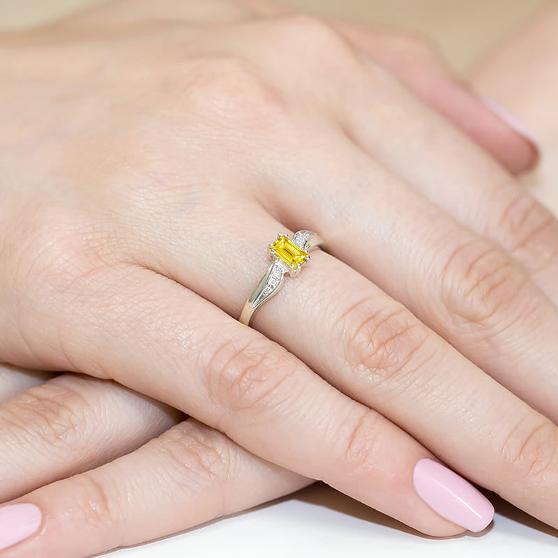 Inel Aur 9K cu Diamante Galbene de Laborator 0.53 ct, imaginea 8 din 8