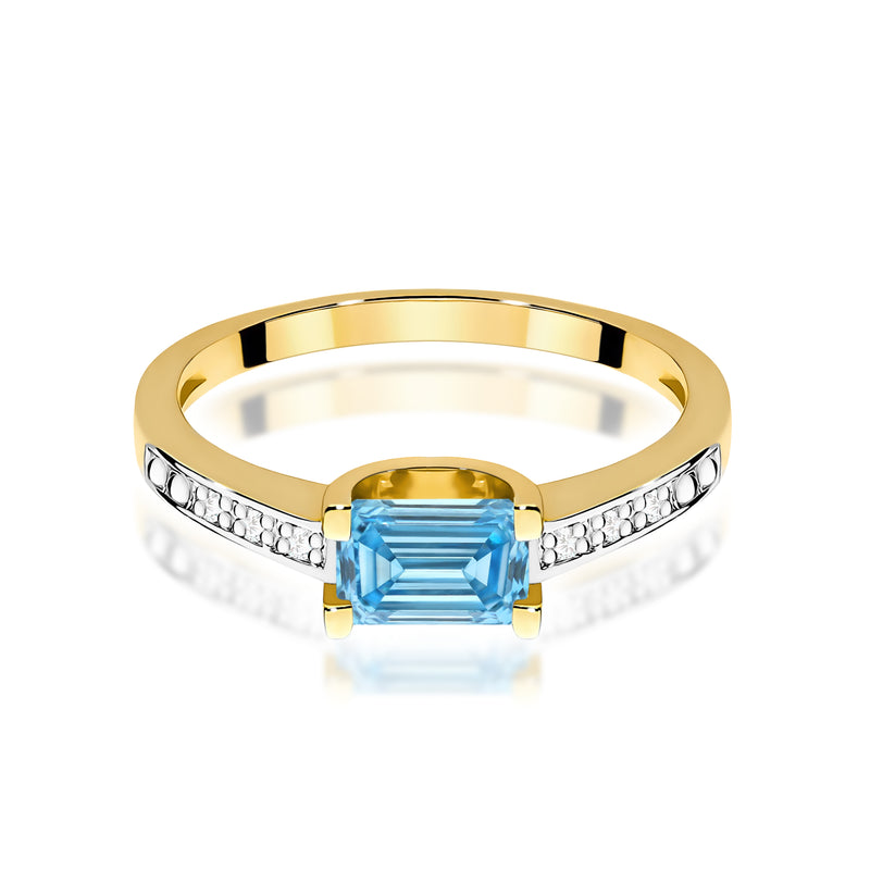 Inel Aur 9K cu Diamante Albastre de Laborator 0.53 ct, imaginea 2 din 8