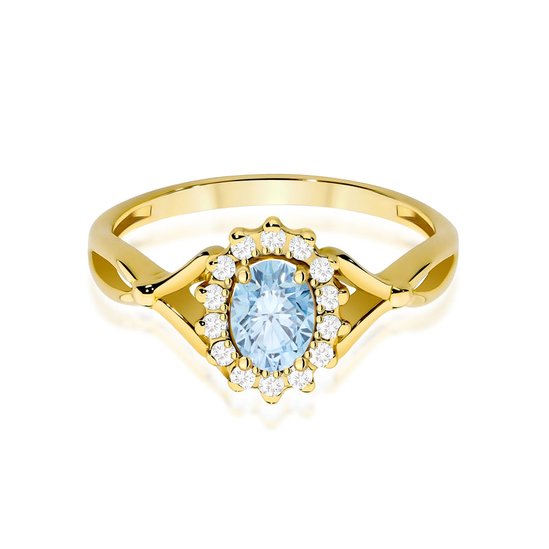 Inel Aur 9K cu Diamante Albastre de Laborator 0.62 ct, imaginea 2 din 8