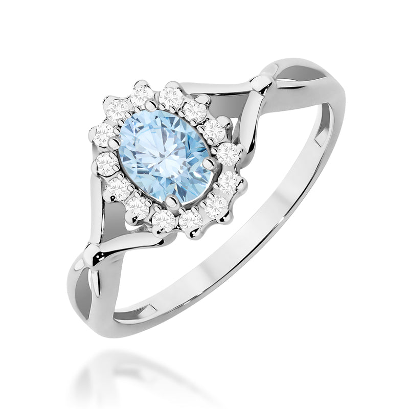 Inel Aur 9K cu Diamante Albastre de Laborator 0.62 ct, imaginea 5 din 8