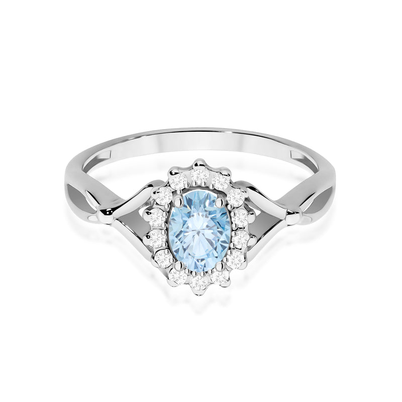Inel Aur 9K cu Diamante Albastre de Laborator 0.62 ct, imaginea 6 din 8