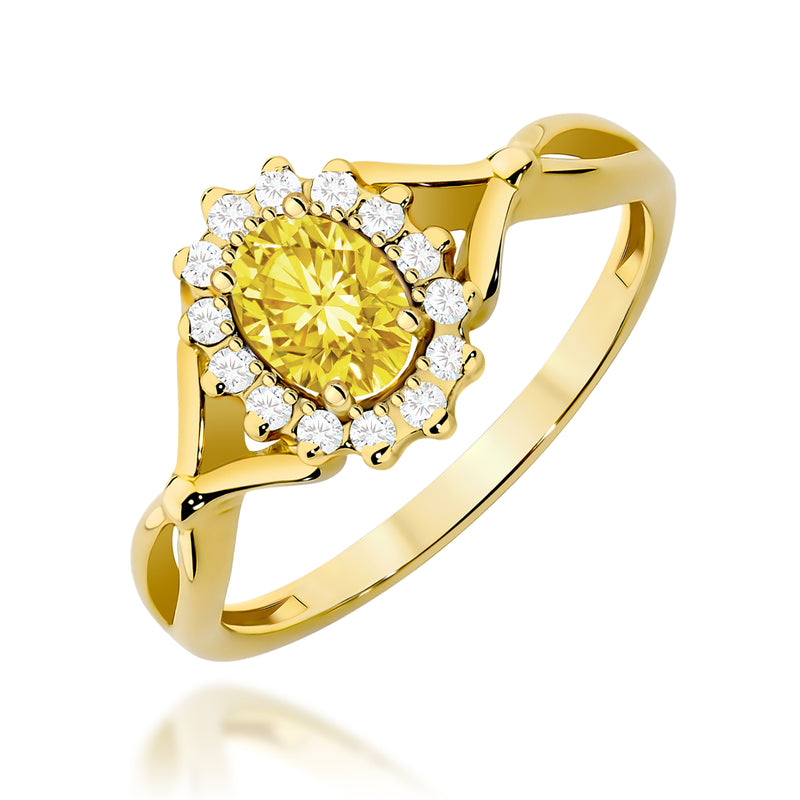 Inel Aur 9K cu Diamante Galbene de Laborator 0.62 ct — Aur galben