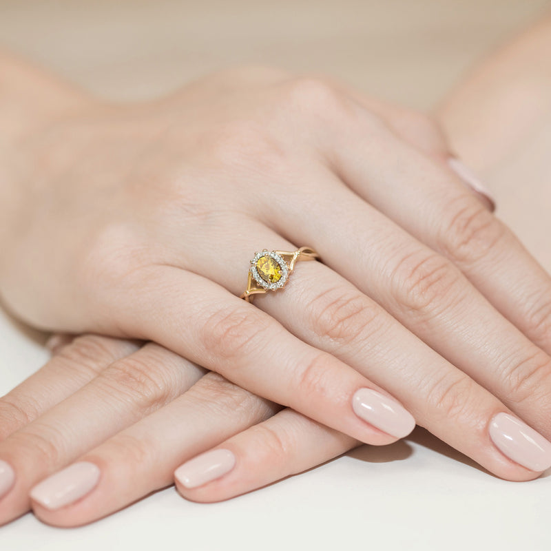 Inel Aur 9K cu Diamante Galbene de Laborator 0.62 ct, imaginea 4 din 8
