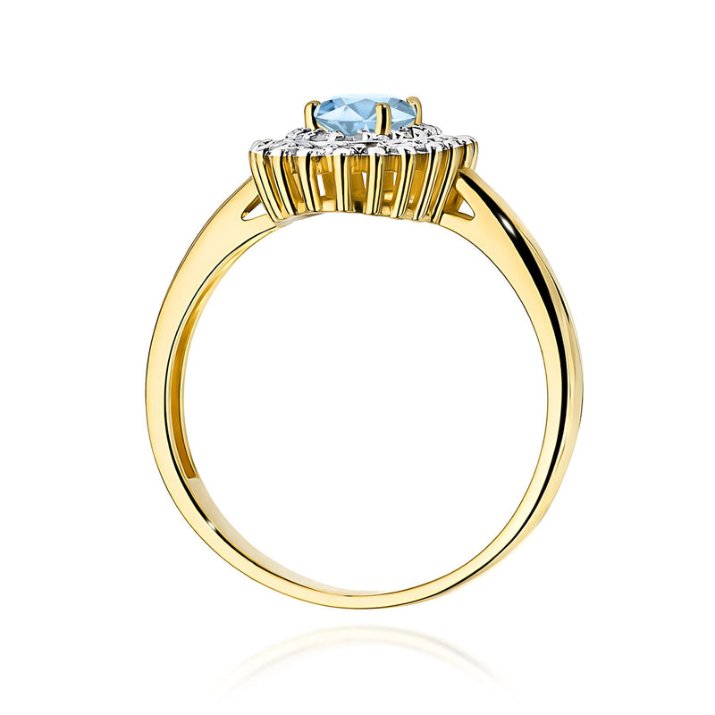 Inel Aur 9K cu Diamante Albastre de Laborator 0.70 ct, imaginea 3 din 8