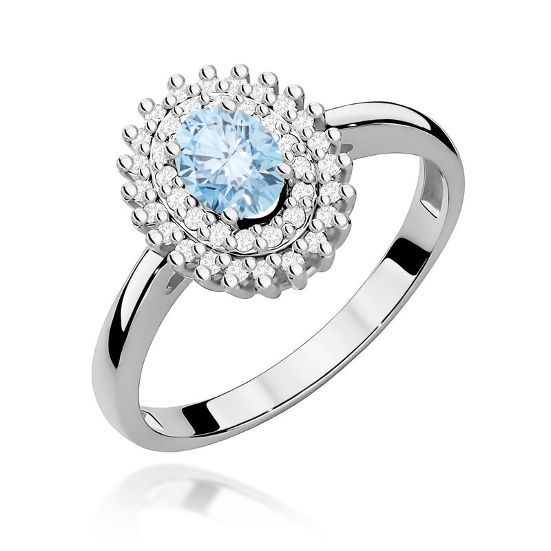 Inel Aur 9K cu Diamante Albastre de Laborator 0.70 ct, imaginea 5 din 8