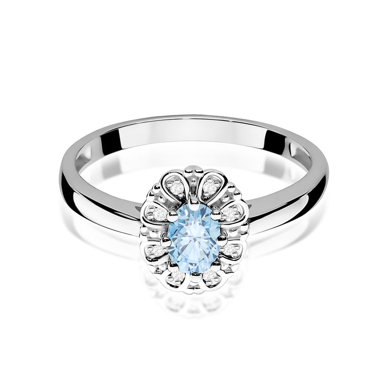Inel Aur 9K cu Diamante Albastre de Laborator 0.57 ct, imaginea 6 din 8