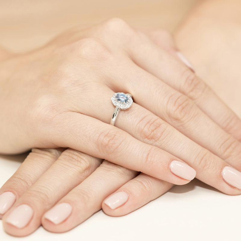 Inel Aur 9K cu Diamante Albastre de Laborator 0.57 ct, imaginea 8 din 8
