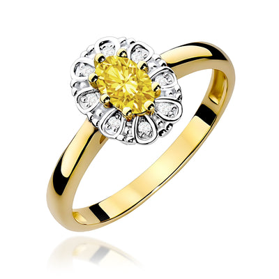 Inel Aur 9K cu Diamante Galbene de Laborator 0.57 ct