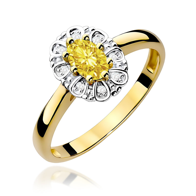 Inel Aur 9K cu Diamante Galbene de Laborator 0.57 ct — Aur galben