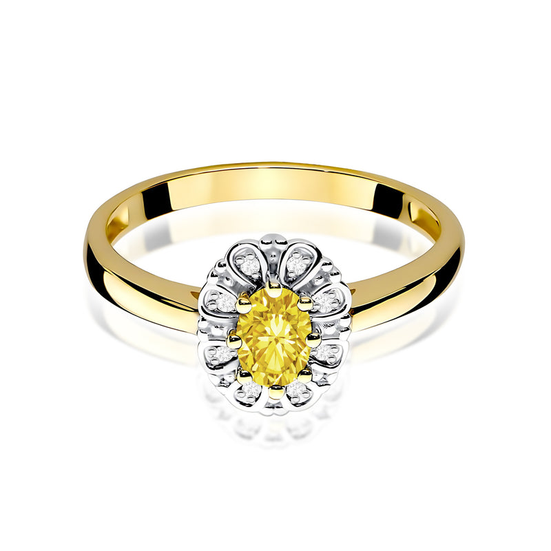 Inel Aur 9K cu Diamante Galbene de Laborator 0.57 ct, imaginea 2 din 8