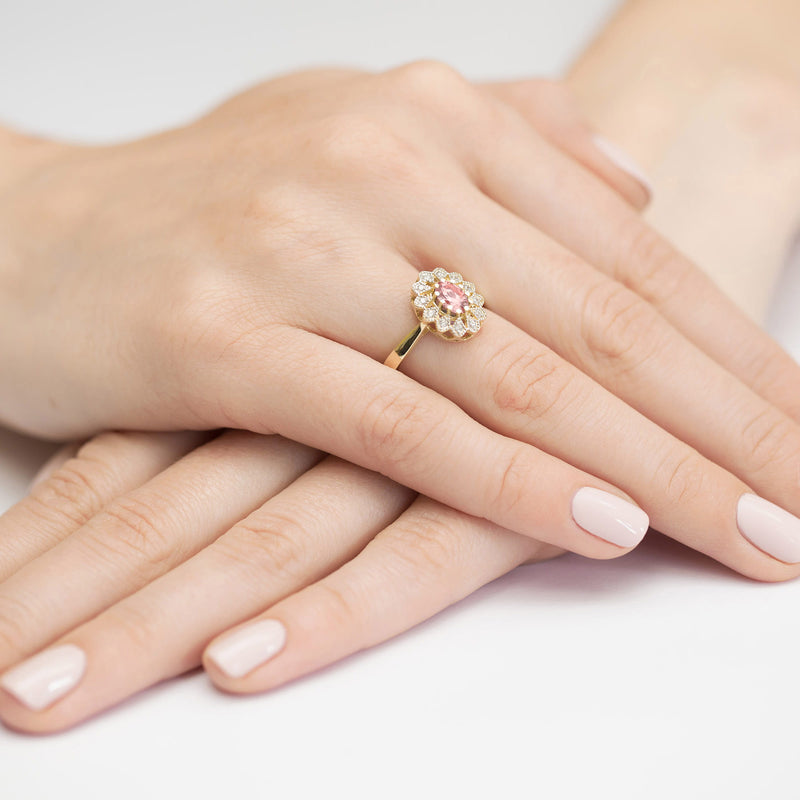 Inel Aur 9K cu Diamante Roz de Laborator 0.60 ct, imaginea 4 din 8
