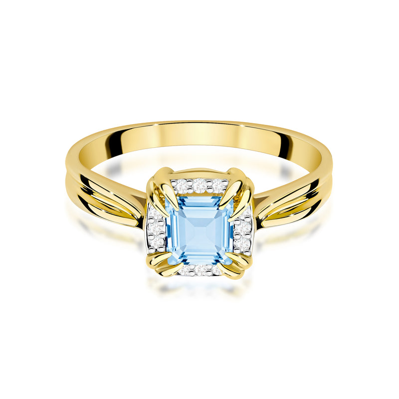 Inel Aur 9K cu Diamante Albastre de Laborator 0.56 ct, imaginea 2 din 8
