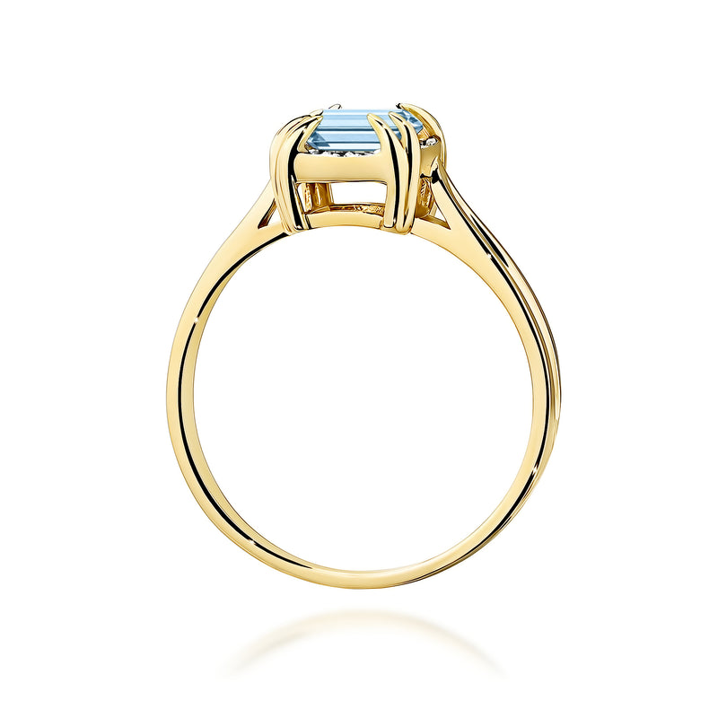 Inel Aur 9K cu Diamante Albastre de Laborator 0.56 ct, imaginea 3 din 8