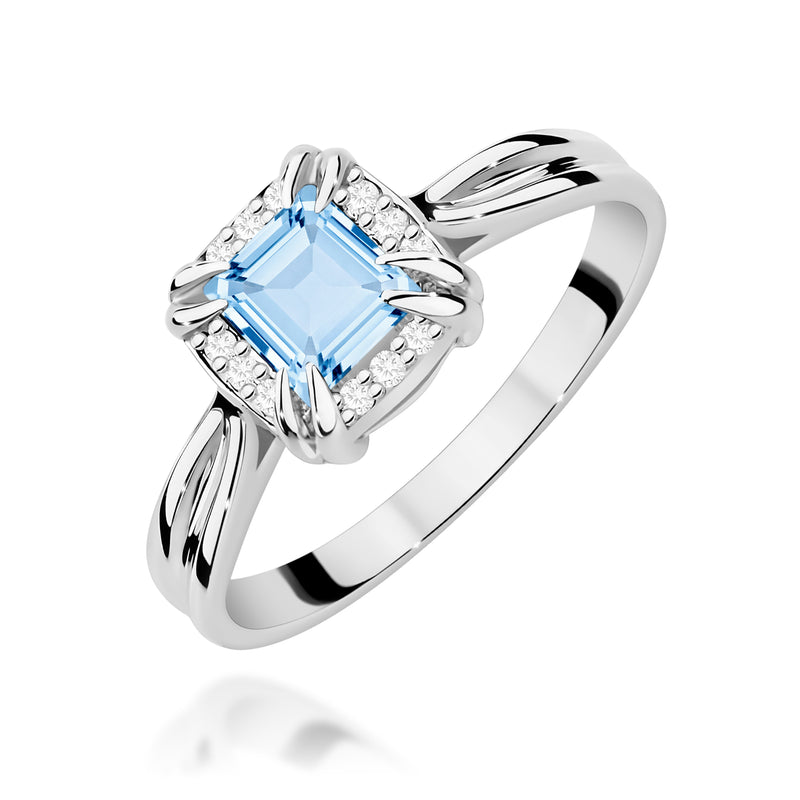 Inel Aur 9K cu Diamante Albastre de Laborator 0.56 ct, imaginea 5 din 8