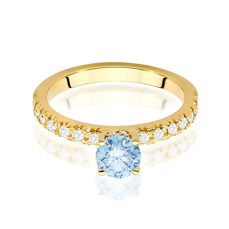 Inel Aur 9K cu Diamante Albastre de Laborator 0.74 ct, imaginea 2 din 8