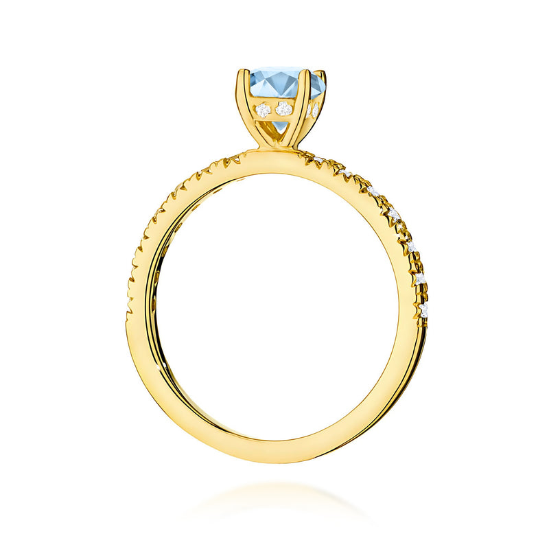 Inel Aur 9K cu Diamante Albastre de Laborator 0.74 ct, imaginea 3 din 8