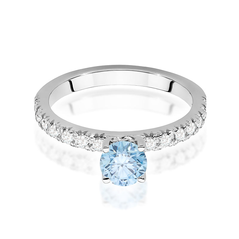 Inel Aur 9K cu Diamante Albastre de Laborator 0.74 ct, imaginea 6 din 8