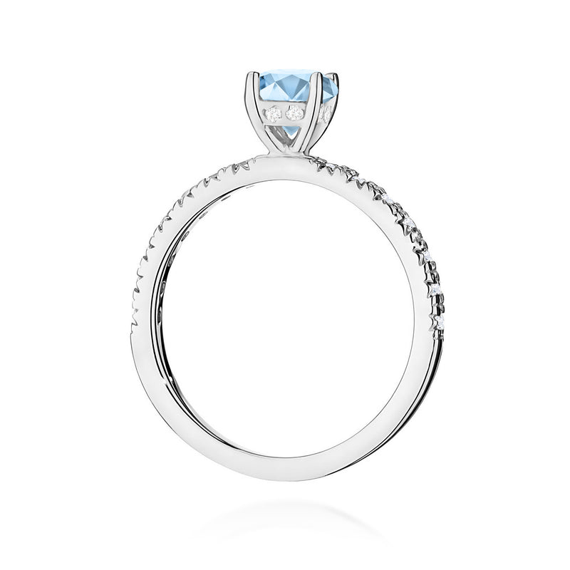 Inel Aur 9K cu Diamante Albastre de Laborator 0.74 ct, imaginea 7 din 8