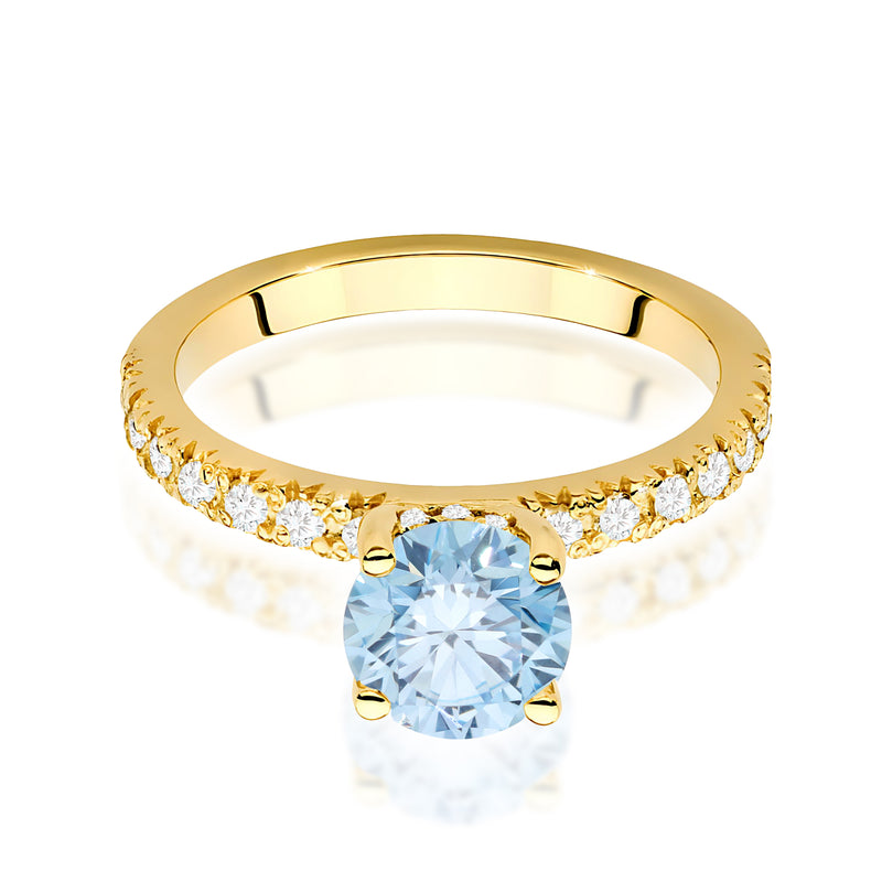 Inel Aur 9K cu Diamante Albastre de Laborator 1.26 ct, imaginea 2 din 8