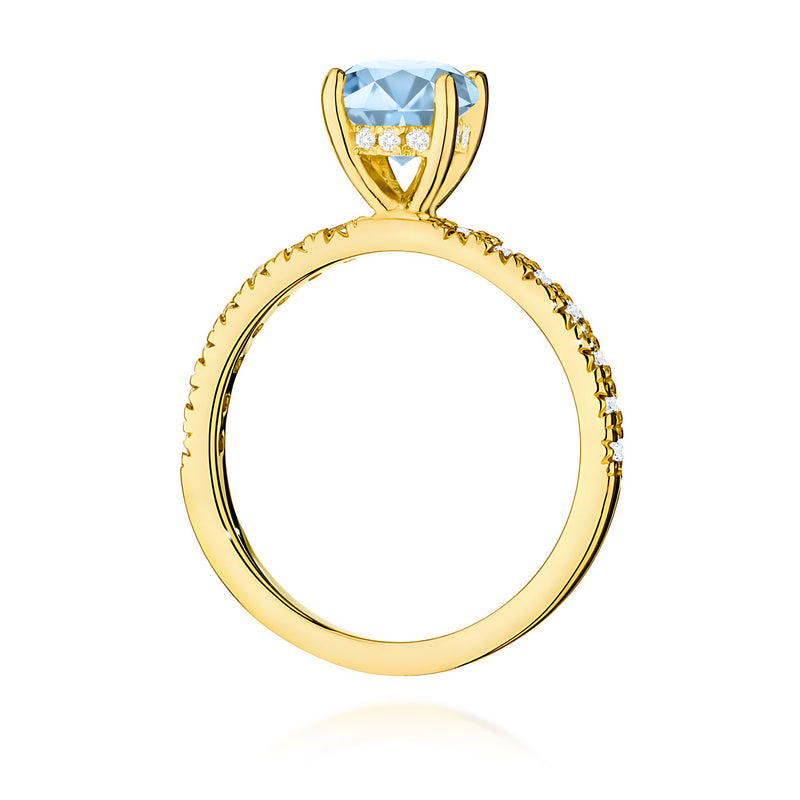 Inel Aur 9K cu Diamante Albastre de Laborator 1.26 ct, imaginea 3 din 8