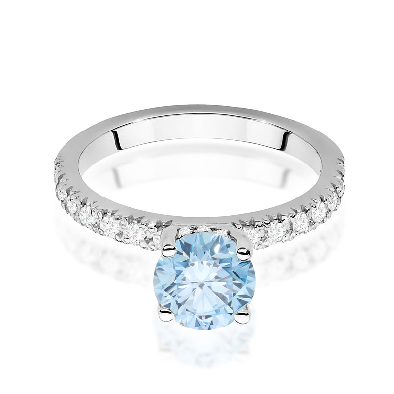 Inel Aur 9K cu Diamante Albastre de Laborator 1.26 ct, imaginea 6 din 8