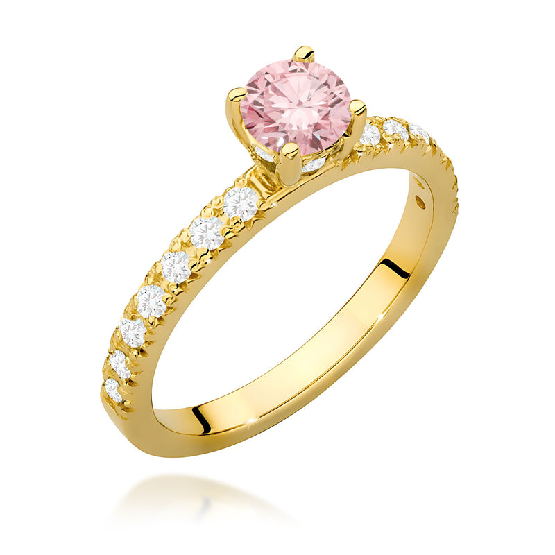 Inel Aur 9K cu Diamante Roz de Laborator 0.74 ct — Aur galben