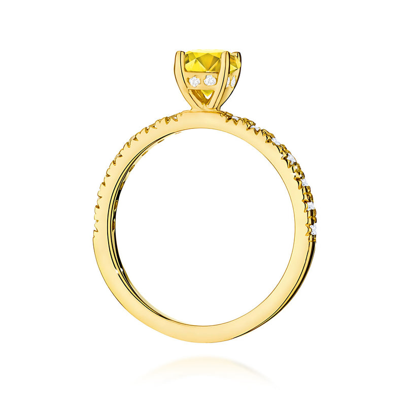 Inel Aur 9K cu Diamante Galbene de Laborator 0.74 ct, imaginea 3 din 8