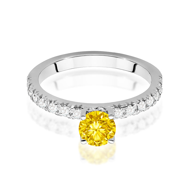 Inel Aur 9K cu Diamante Galbene de Laborator 0.74 ct, imaginea 6 din 8
