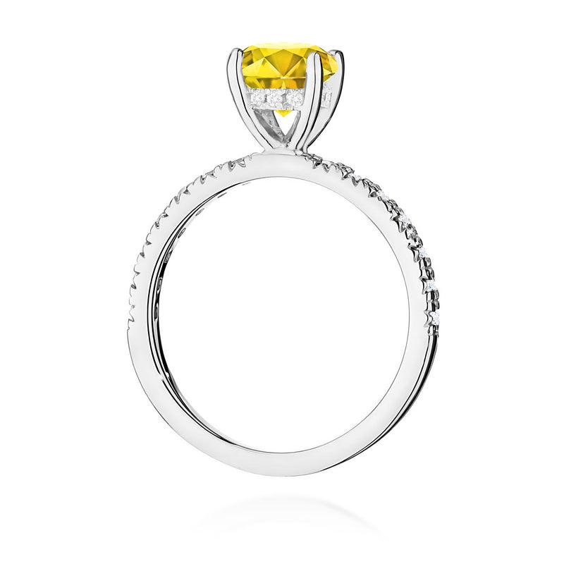 Inel Aur 9K cu Diamante Galbene de Laborator 1.26 ct, imaginea 7 din 8