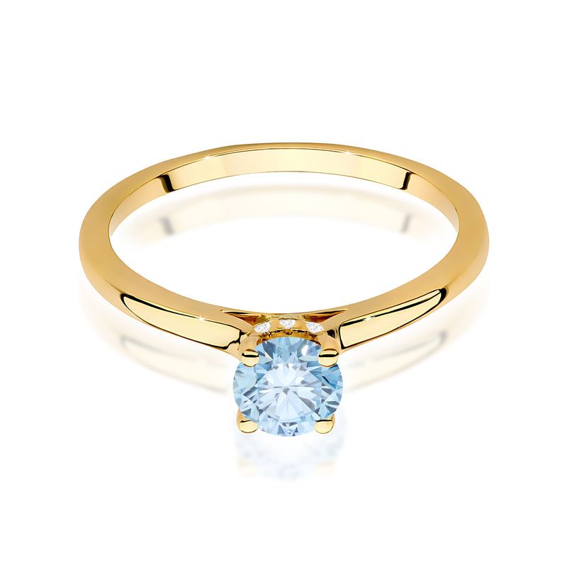 Inel Aur 9K cu Diamante Albastre de Laborator 0.56 ct, imaginea 2 din 8