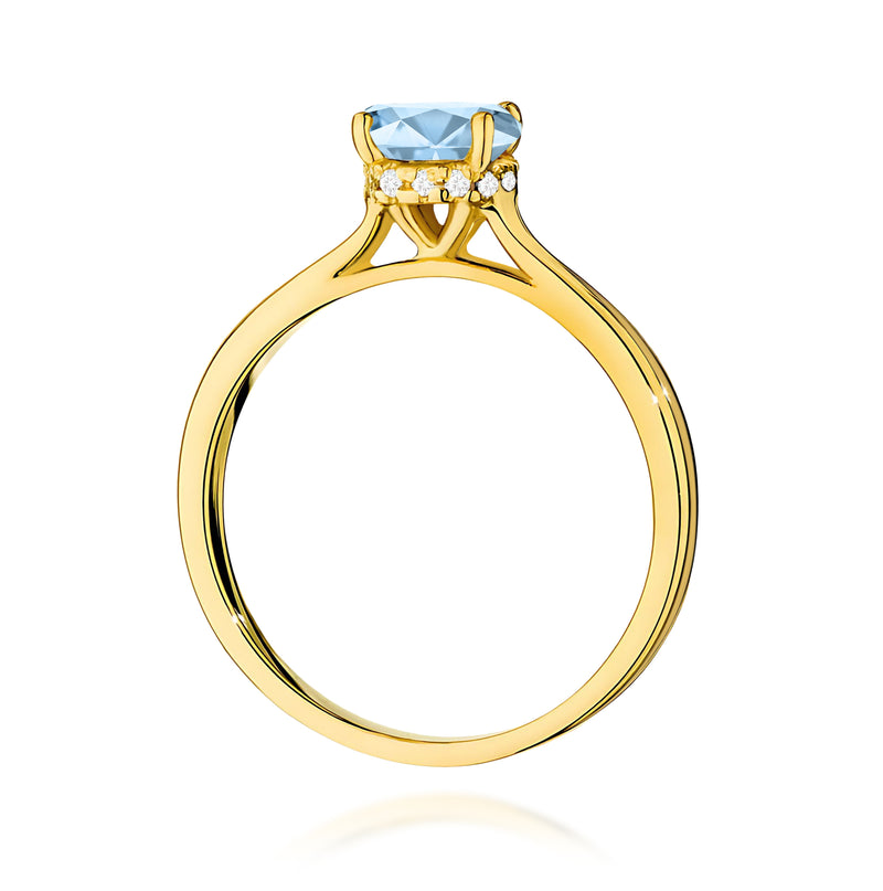 Inel Aur 9K cu Diamante Albastre de Laborator 1.07 ct, imaginea 3 din 8