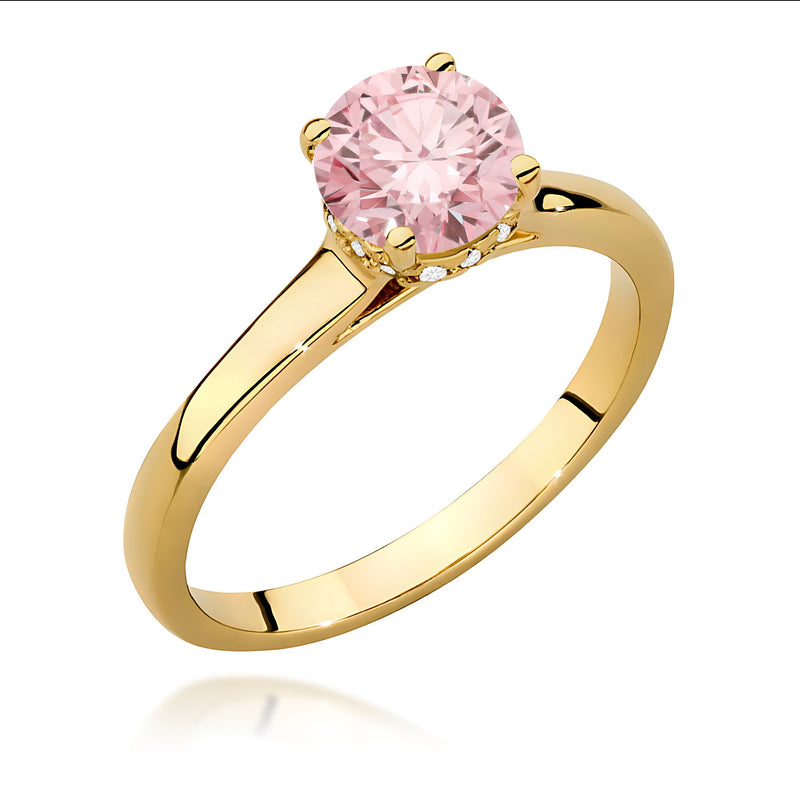 Inel Aur 9K cu Diamante Roz de Laborator 1.07 ct — Aur galben
