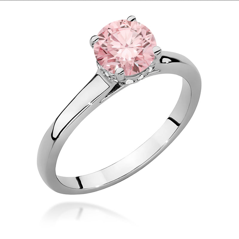 Inel Aur 9K cu Diamante Roz de Laborator 1.07 ct, imaginea 5 din 8
