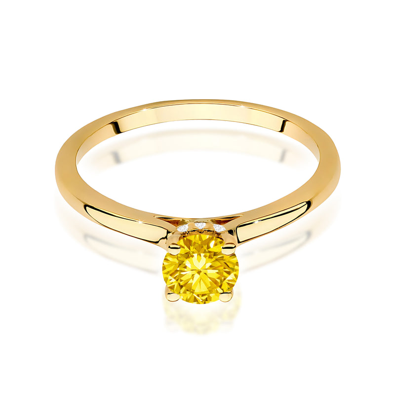 Inel Aur 9K cu Diamante Galbene de Laborator 0.56 ct, imaginea 2 din 8
