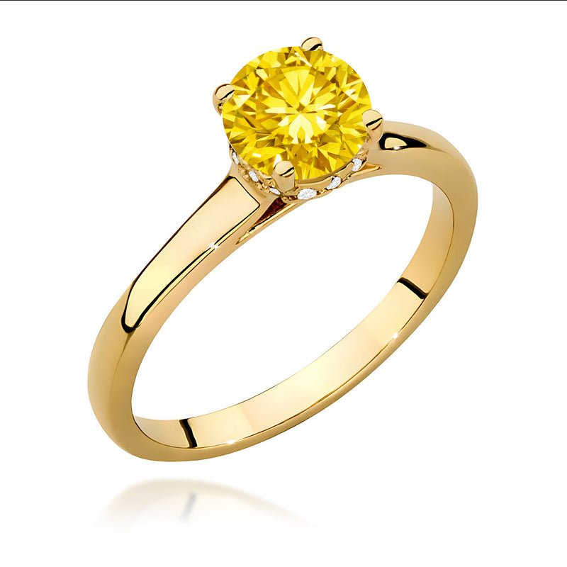 Inel Aur 9K cu Diamante Galbene de Laborator 1.07 ct — Aur galben